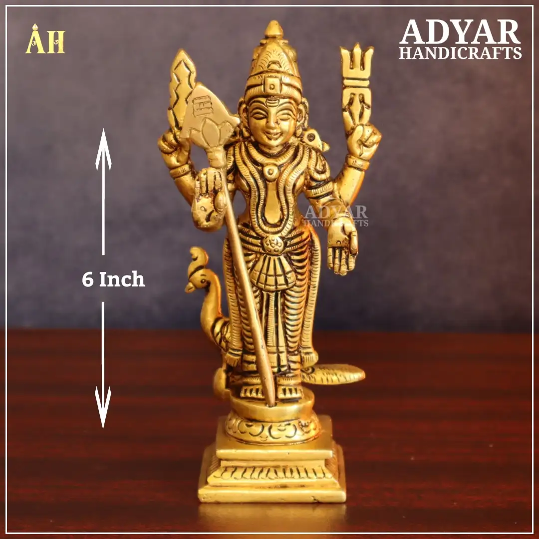 6 Inch Super Fine Murugan Brass Idol - image 1