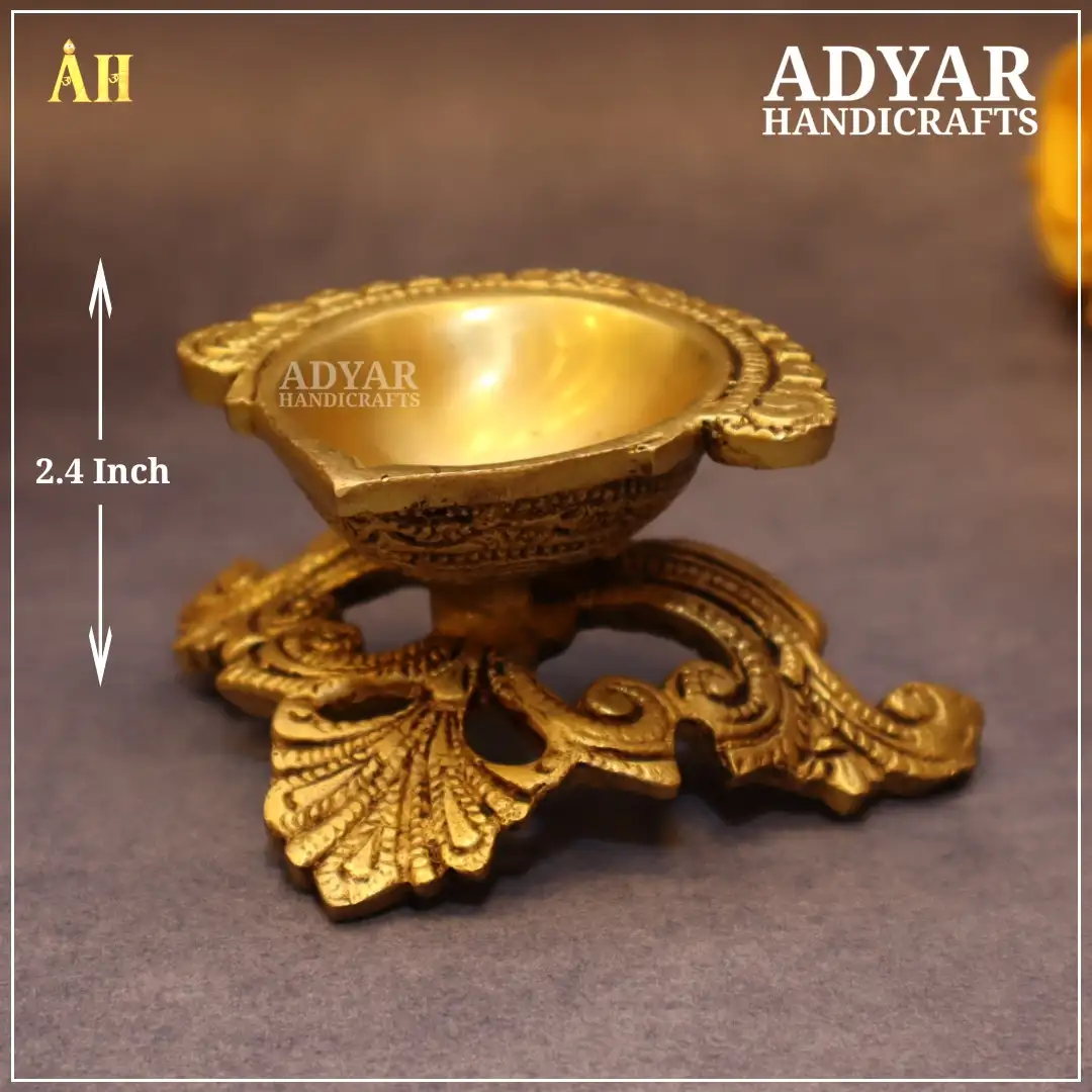 2.4 Inch Traditional Leaf Diya Brass - image 1