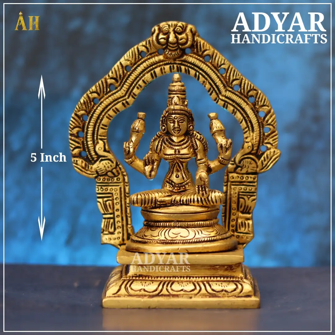 5 Inch Arch Lakshmi Brass Idol - image 1