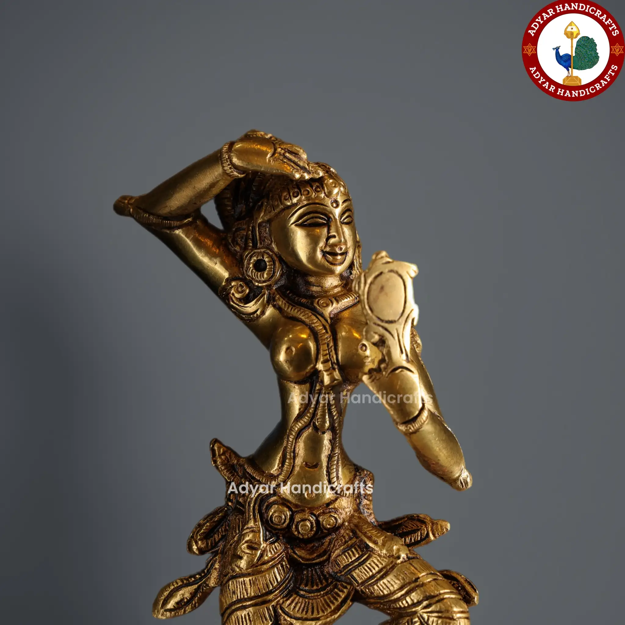 Brass Lady Looking Mirror Statue - image 2