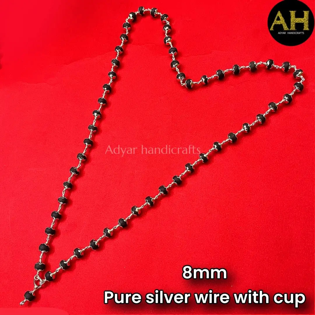 Original karungali pure silver malai with capping 8mm - image 1