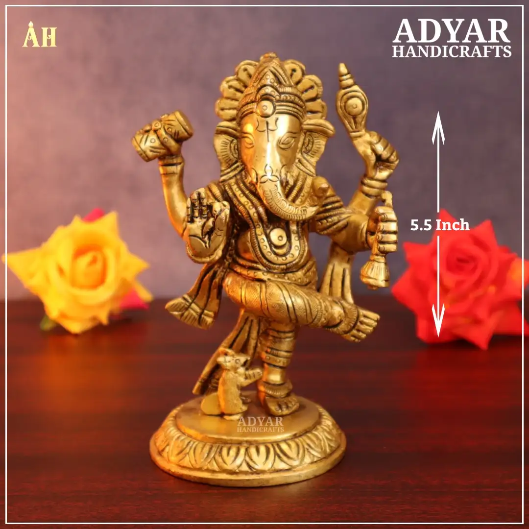 5.5 Inch Narthana Vinayagar Brass Statue - image 1