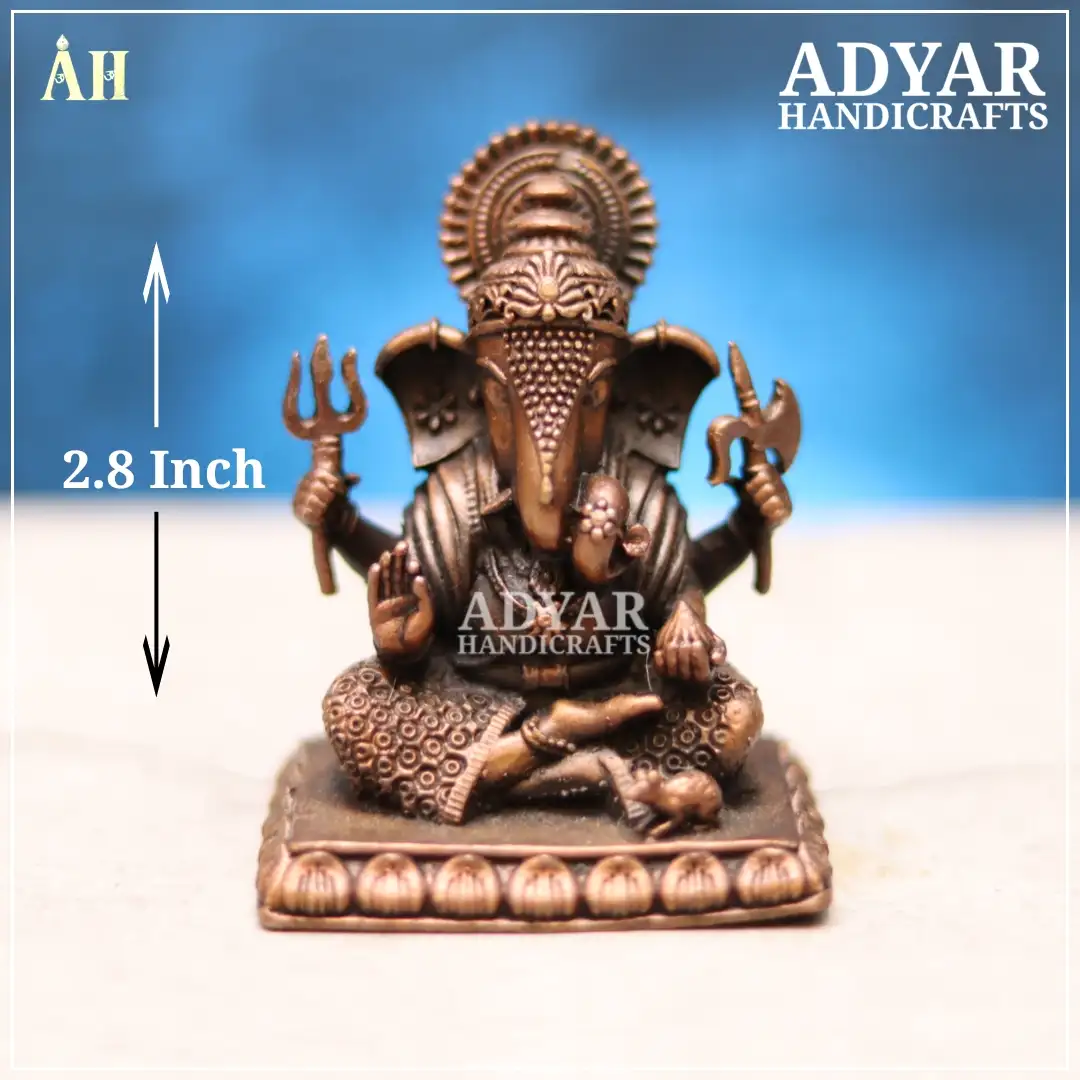 2.8 Inch Copper Vinayagar Idol - image 1