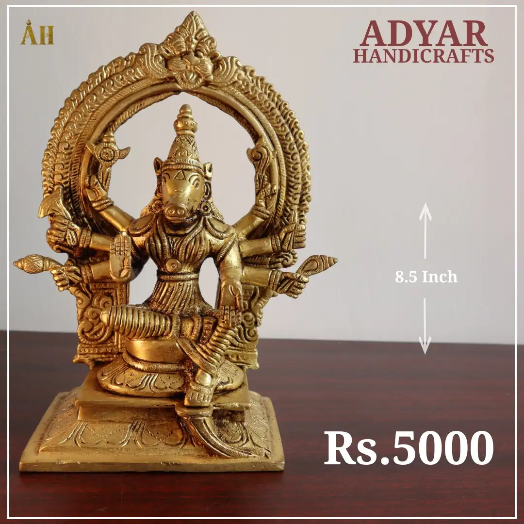 8.5 varahi amman brass statue with frame - image 1