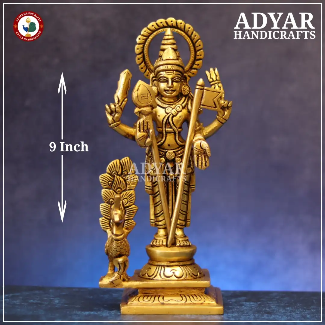 Murugan Brass Statue with Sevakodi - image 1
