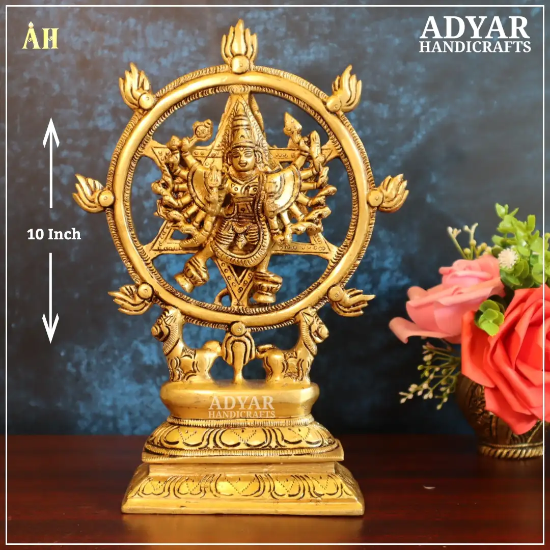 10 Inch Chakarathazwar Brass Statue - image 1
