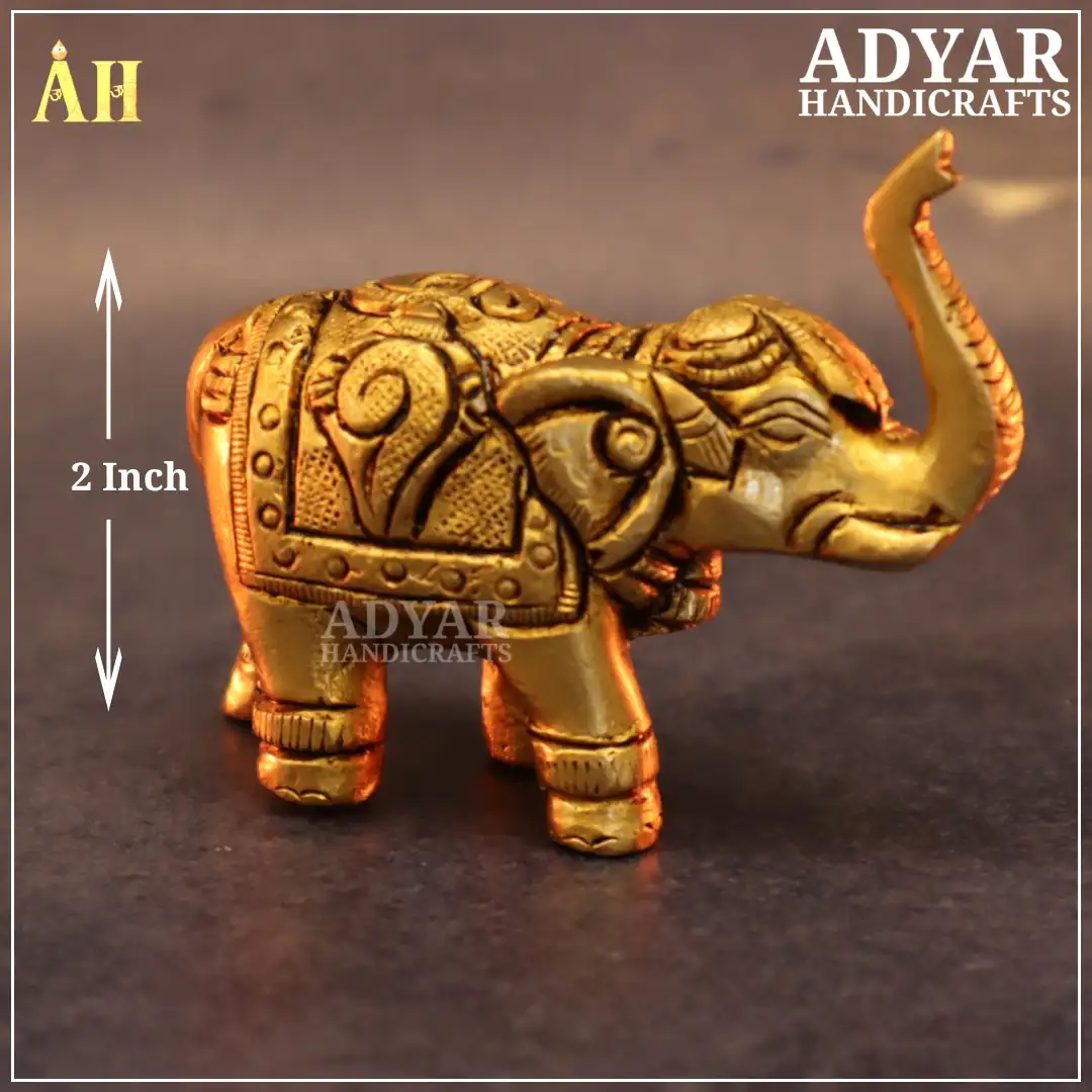 2 Inch Decorative Elephant Idol Brass - image 1