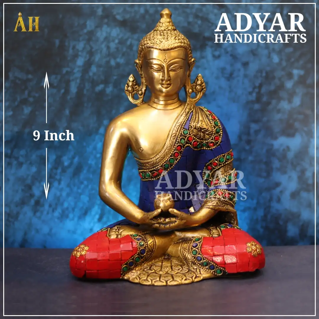 Buddha Multi Stone Brass Decor Idol - image 1