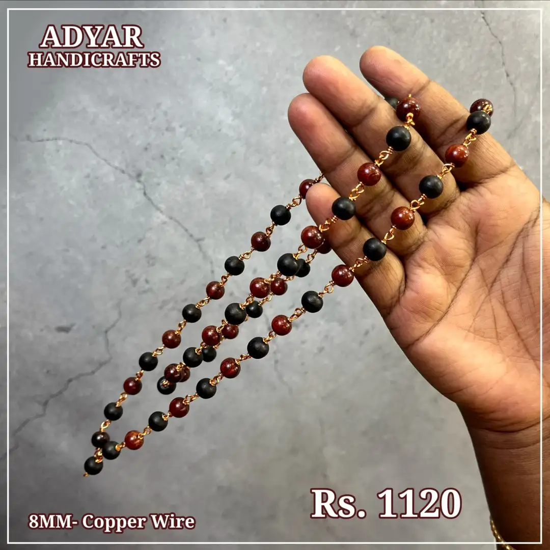 8mm original karungali sengali malai with copper wire - image 1