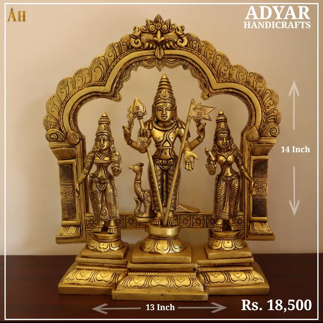 murugan valli dheivanai 14 inch brass statue With frame - image 1