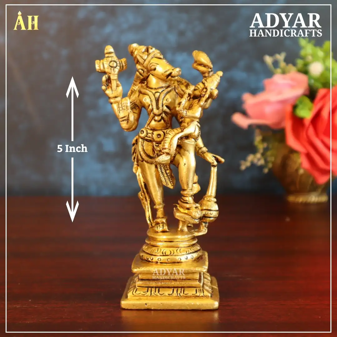 5 Inch Brass Lakshmi Varahar Brass Statue - image 1