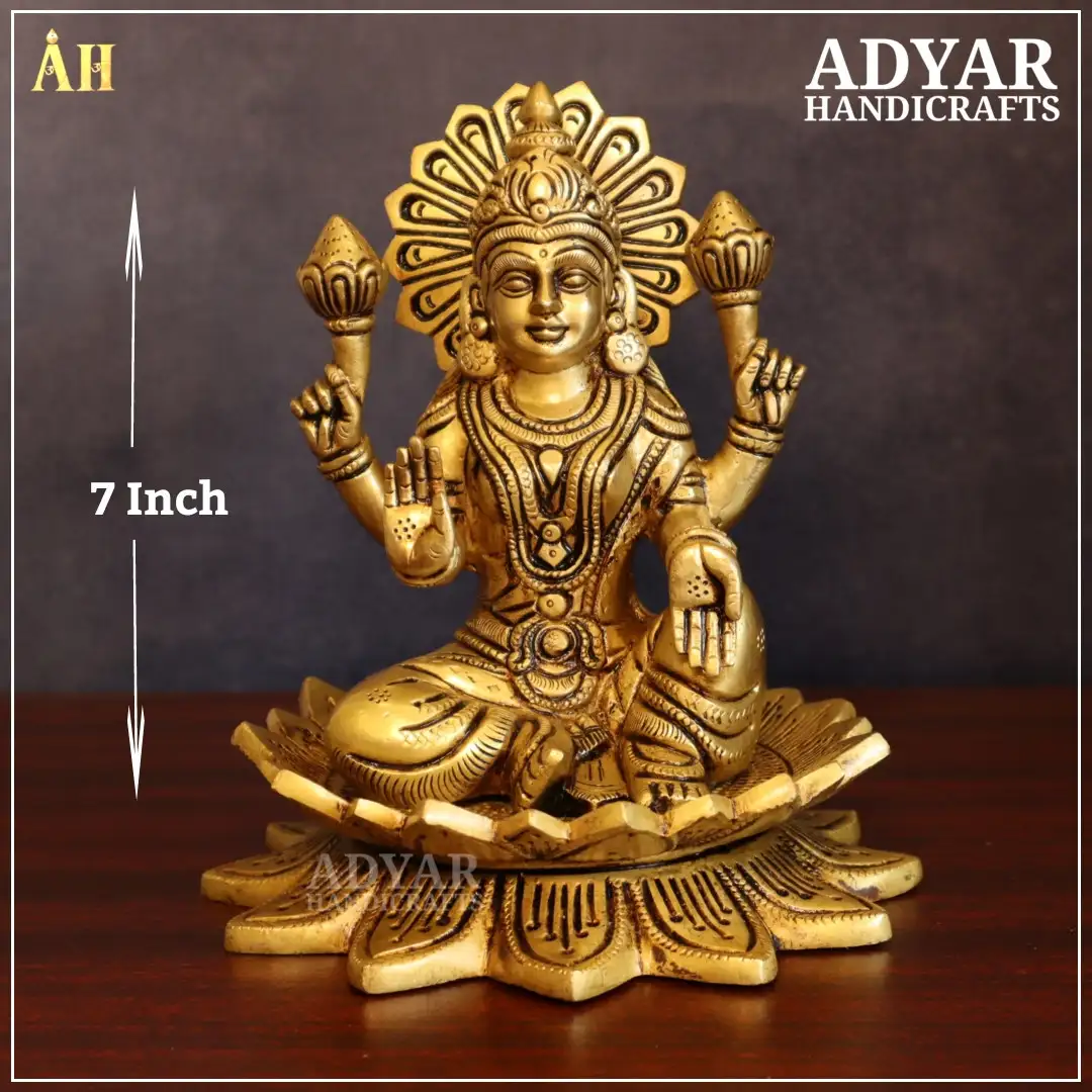 7 Inch Super Fine Mahalakshmi Brass Statue - image 1