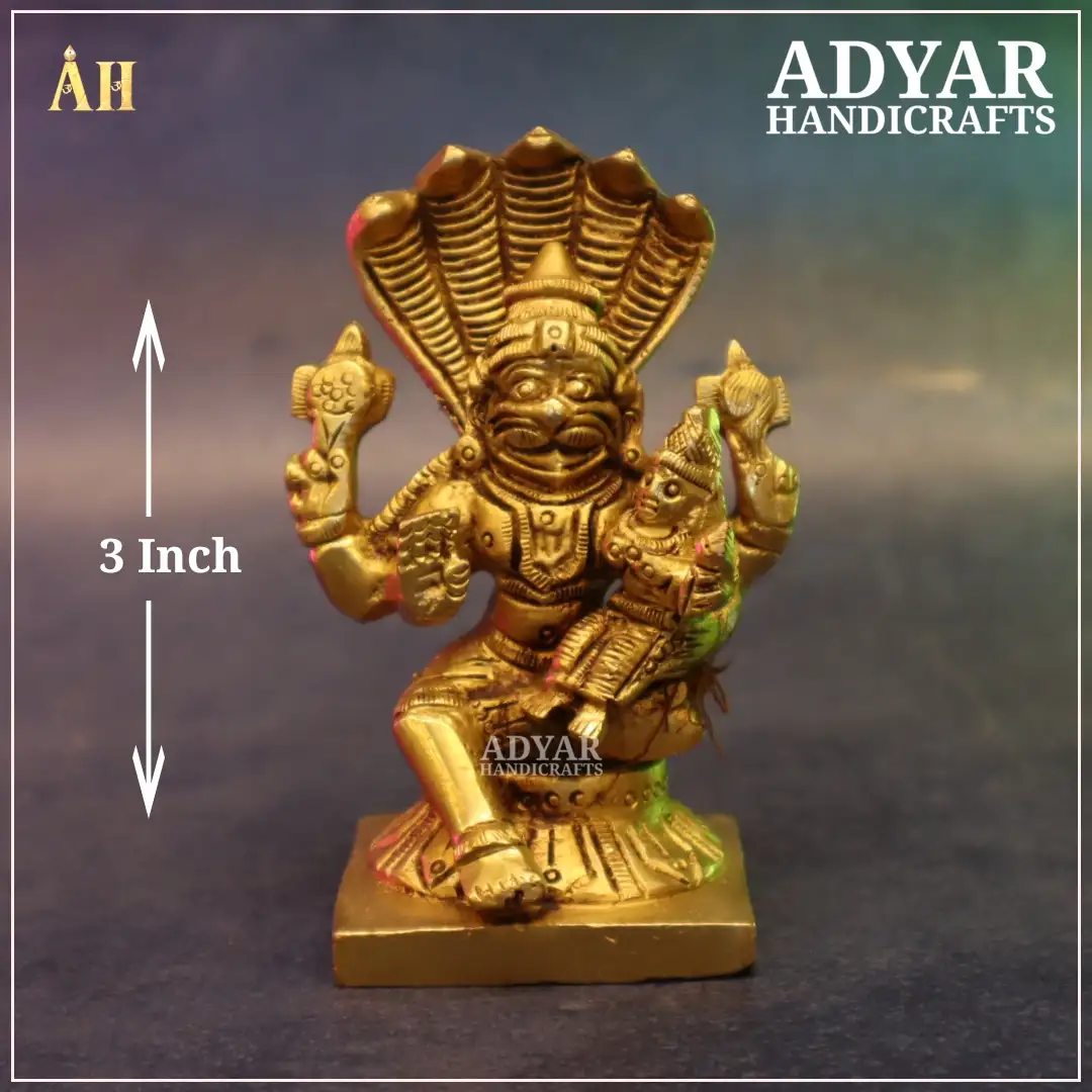 3 Inch Lakshmi Narasimhar Brass Idol - image 1