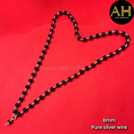 Karungali Malai With Sliver Wire-8mm - image 1