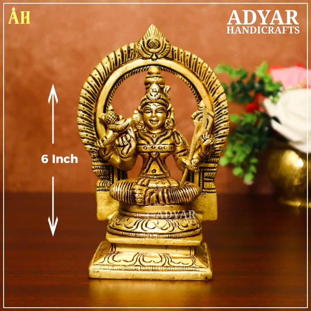 6 Inch Kanchi Kamakshi Amman Brass Idol - image 1