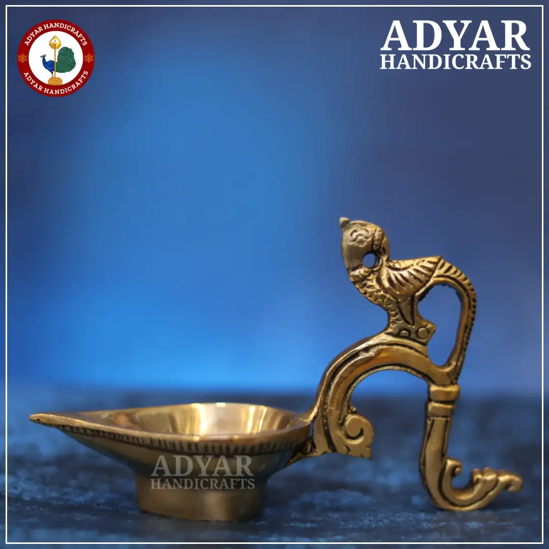 Parrot Diya Set Pair Brass - image 2