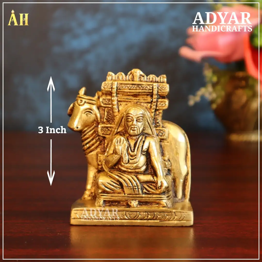 3 Inch Brass Raghavendra Swamy Idol - image 1