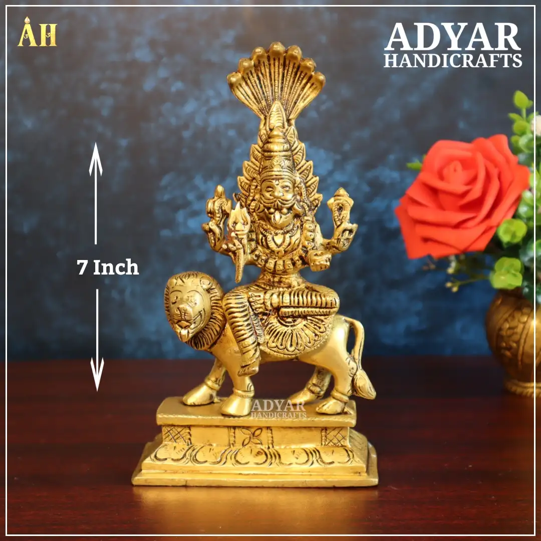 7 Inch Pratyangira Devi Brass Idol - image 1