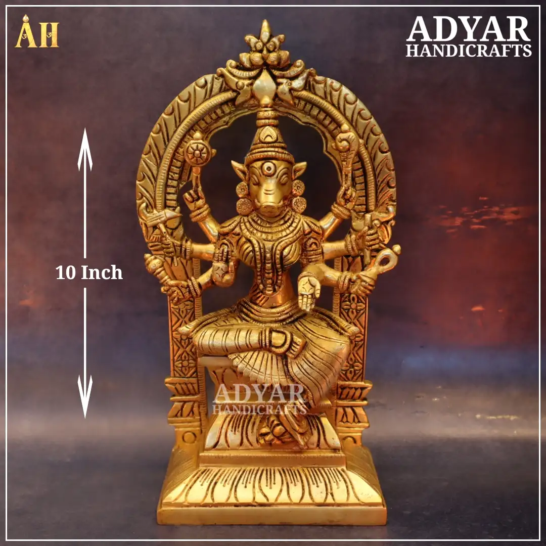 10 Inch Exquisite Varahi Amman Brass Statue - image 1
