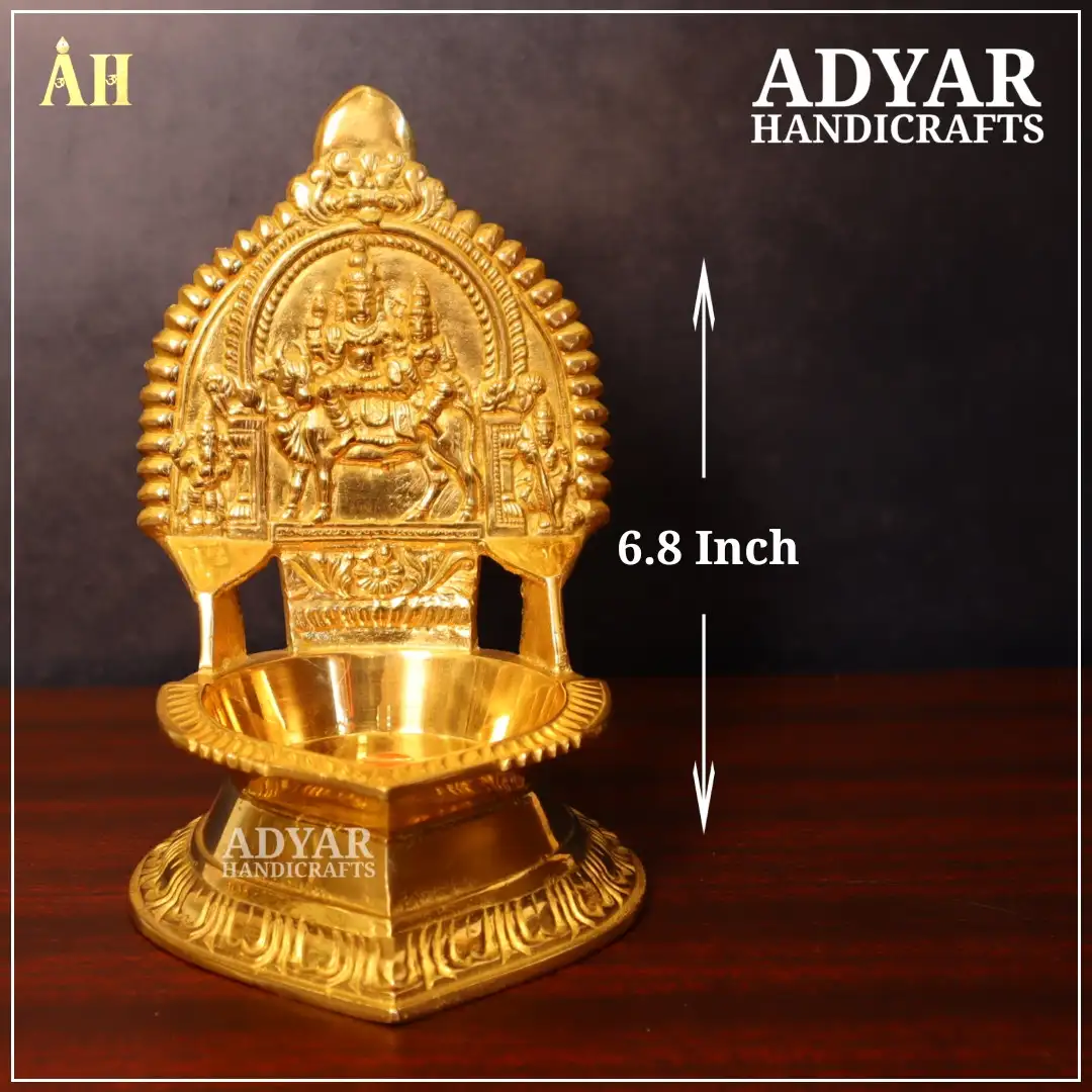 6.8 Inch Brass Pradhosha Sivan Kamakshi Vilakku - image 1