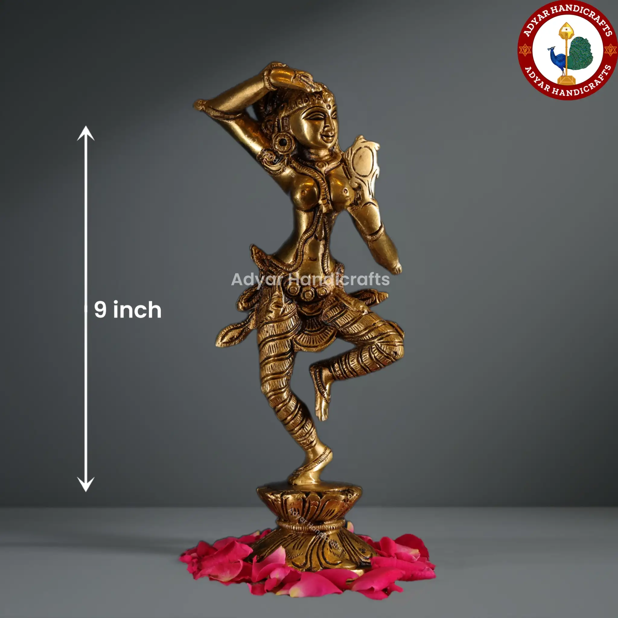 Brass Lady Looking Mirror Statue - image 1