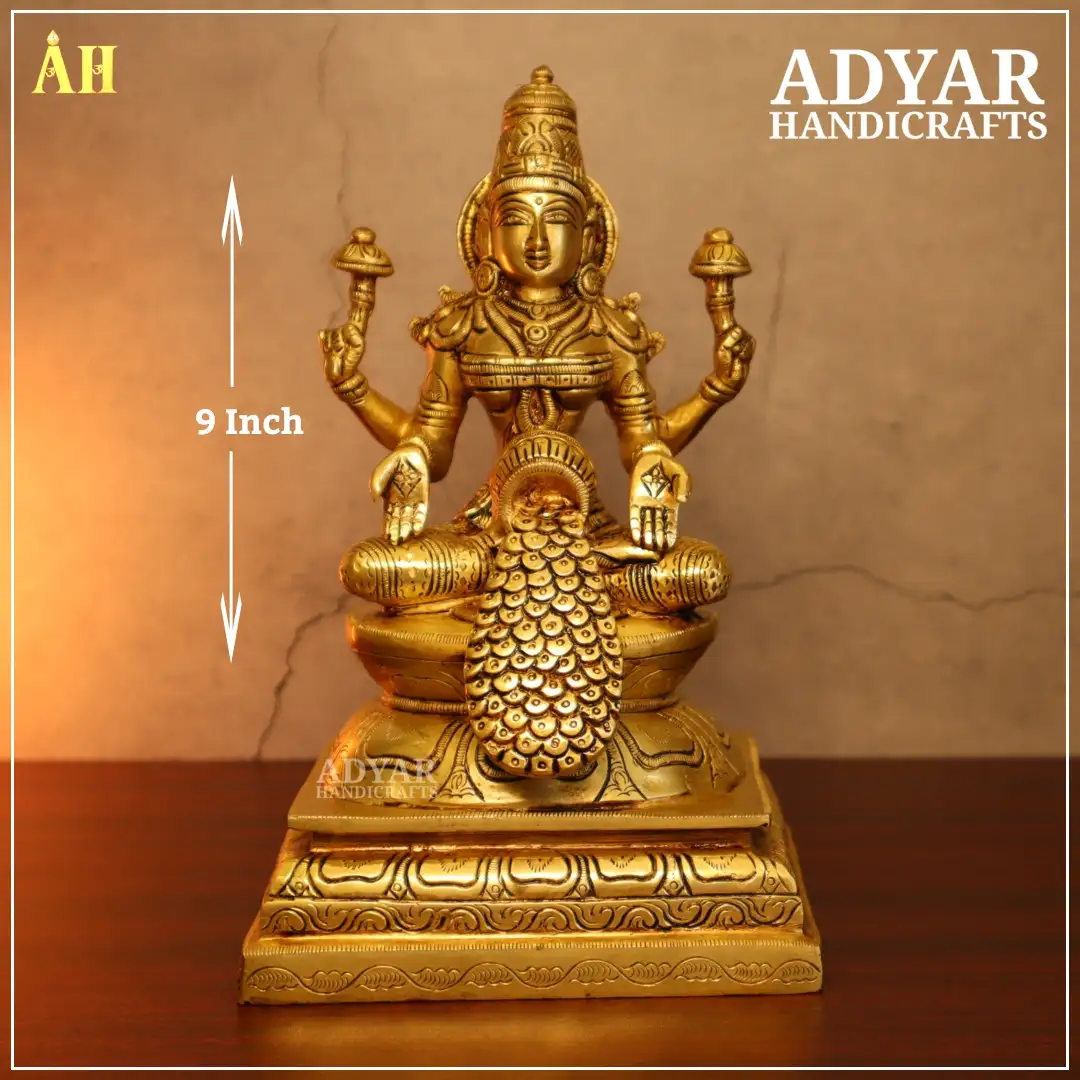 9 Inch Mahalakshmi Brass Statue - image 1