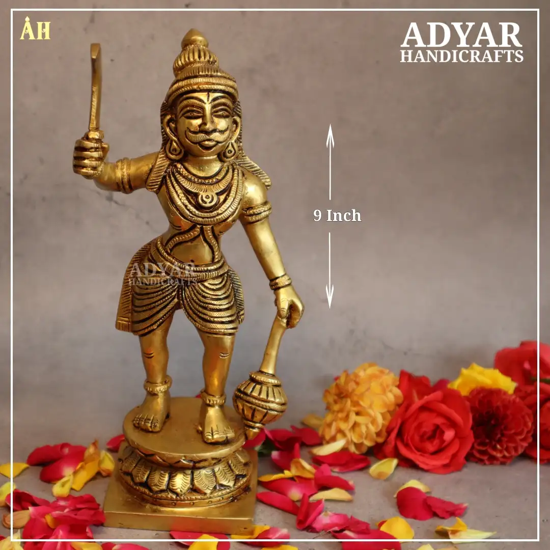 9 inch maduraveeran brass idol - image 1
