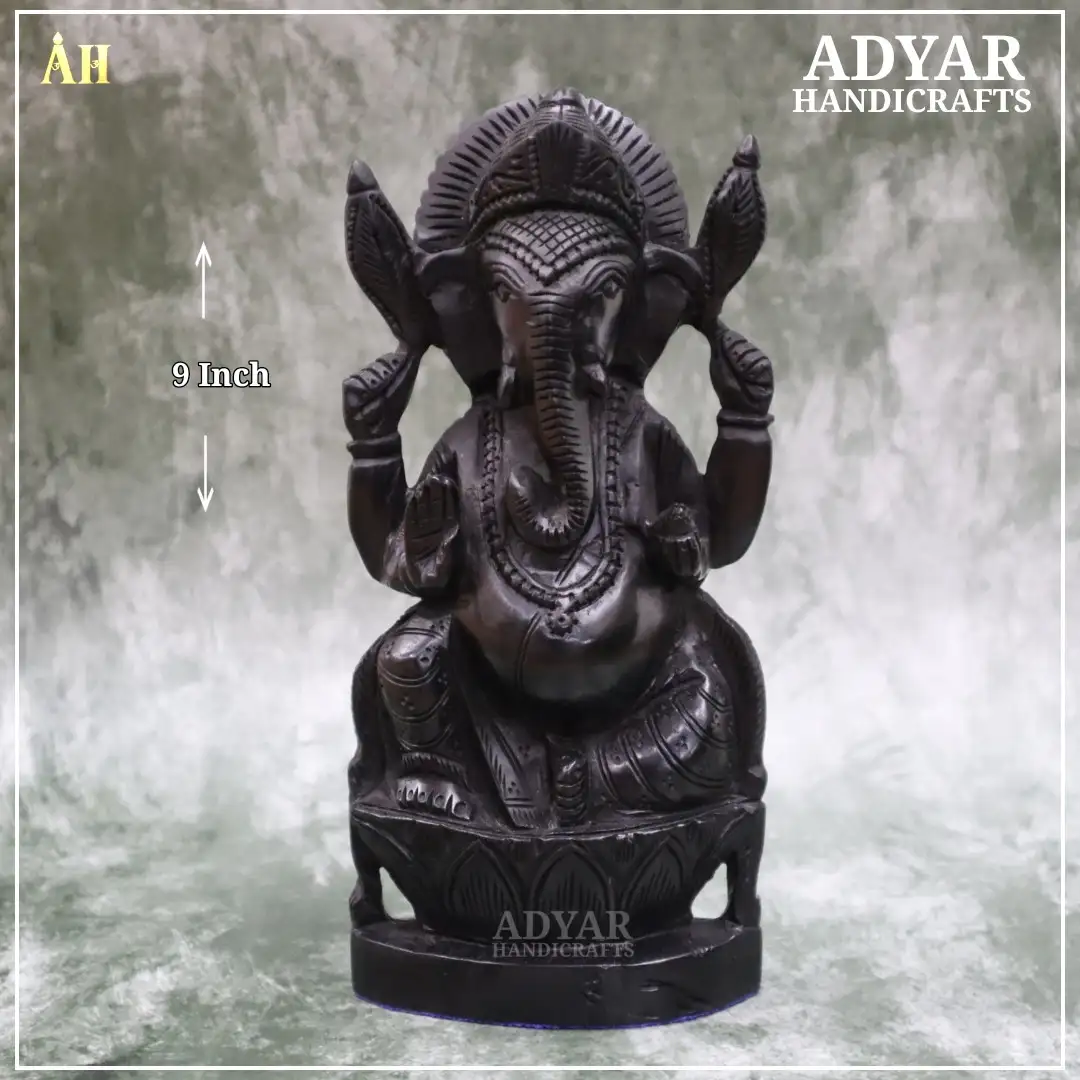 ORIGINAL KARUNGALI WOOD VINAYAGAR 9 INCH - image 1