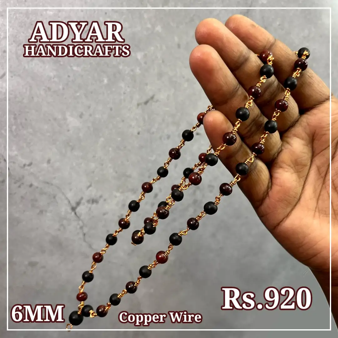 6mm original karungali sengali malai with copper wire - image 1