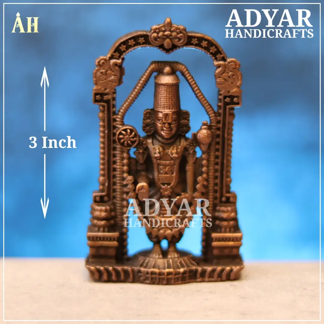 3 Inch Tirupathi Balaji Copper Idol - image 1