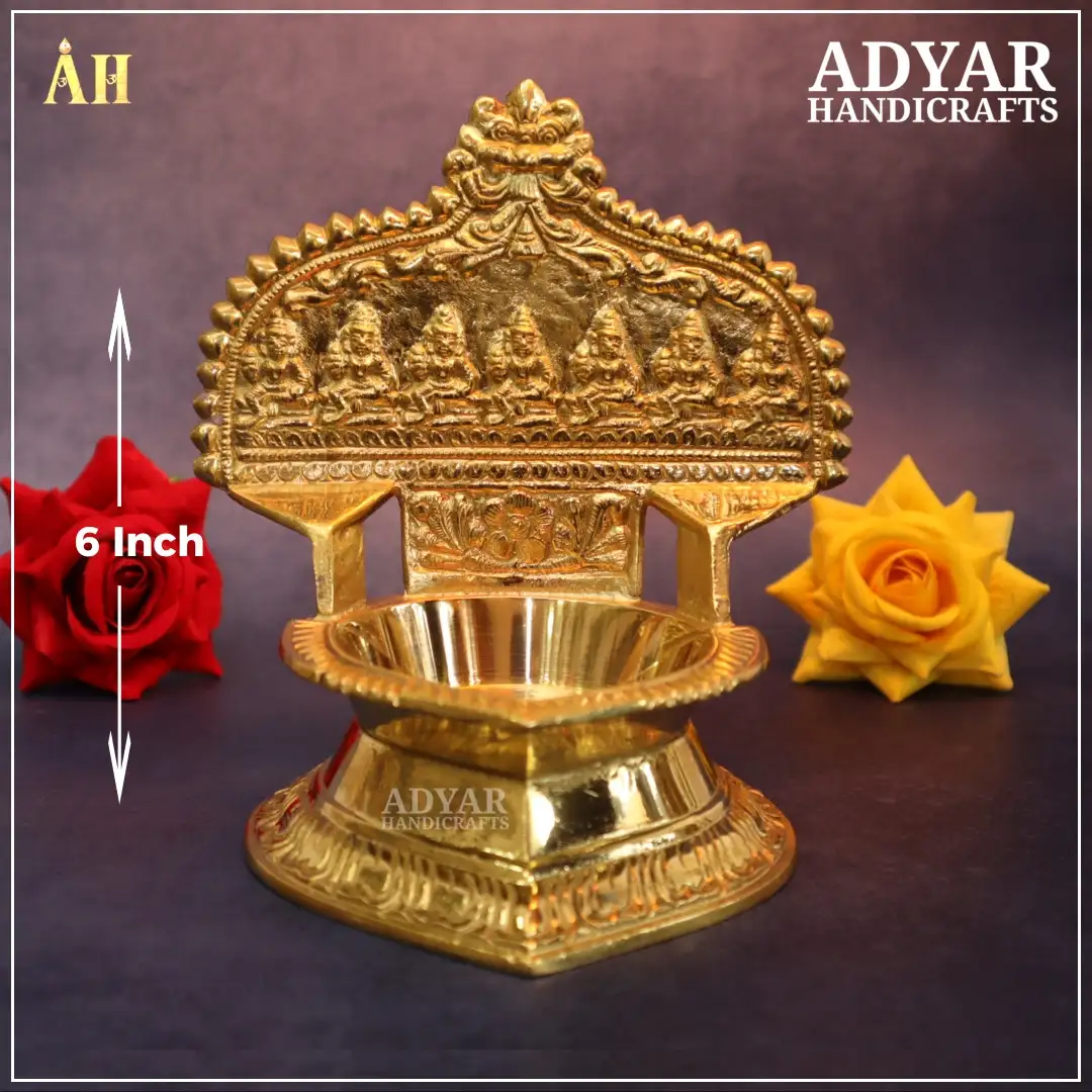 6 Inch Sabtha Kanni Kamakshi Vilakku Brass - image 1