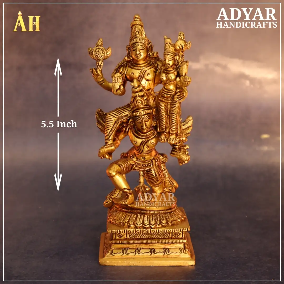 5.5 Inch Brass Garuda Sevai Perumal Thayaar statue - image 1