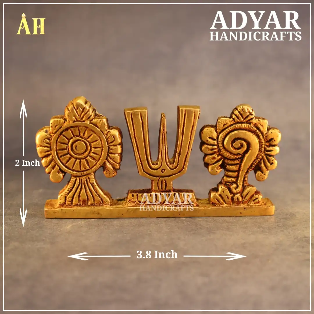 2 Inch Balaji Sangu Chakra Namam Brass Idol - image 1