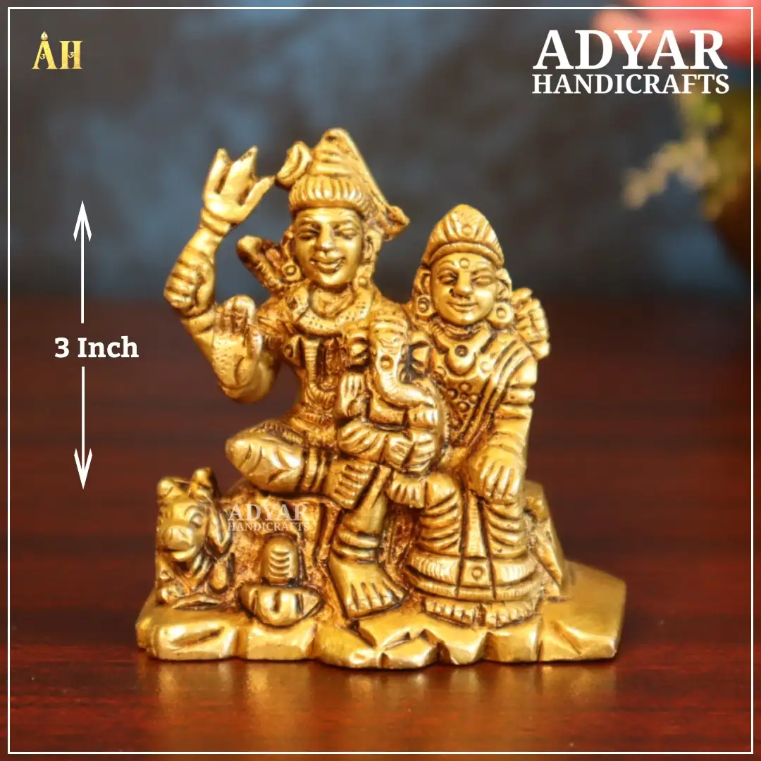 3 Inch Shivan Family Brass Idol - image 1