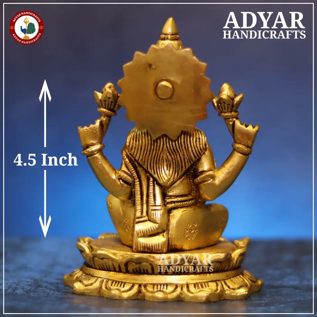 Lakshmi On Lotus Brass Idol - image 2