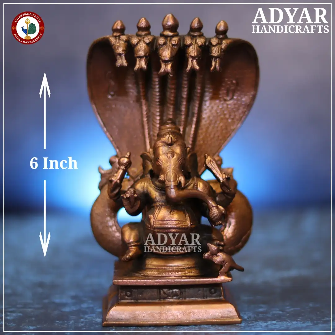 Ganesha With Aadhisheshan Copper Idol - image 1