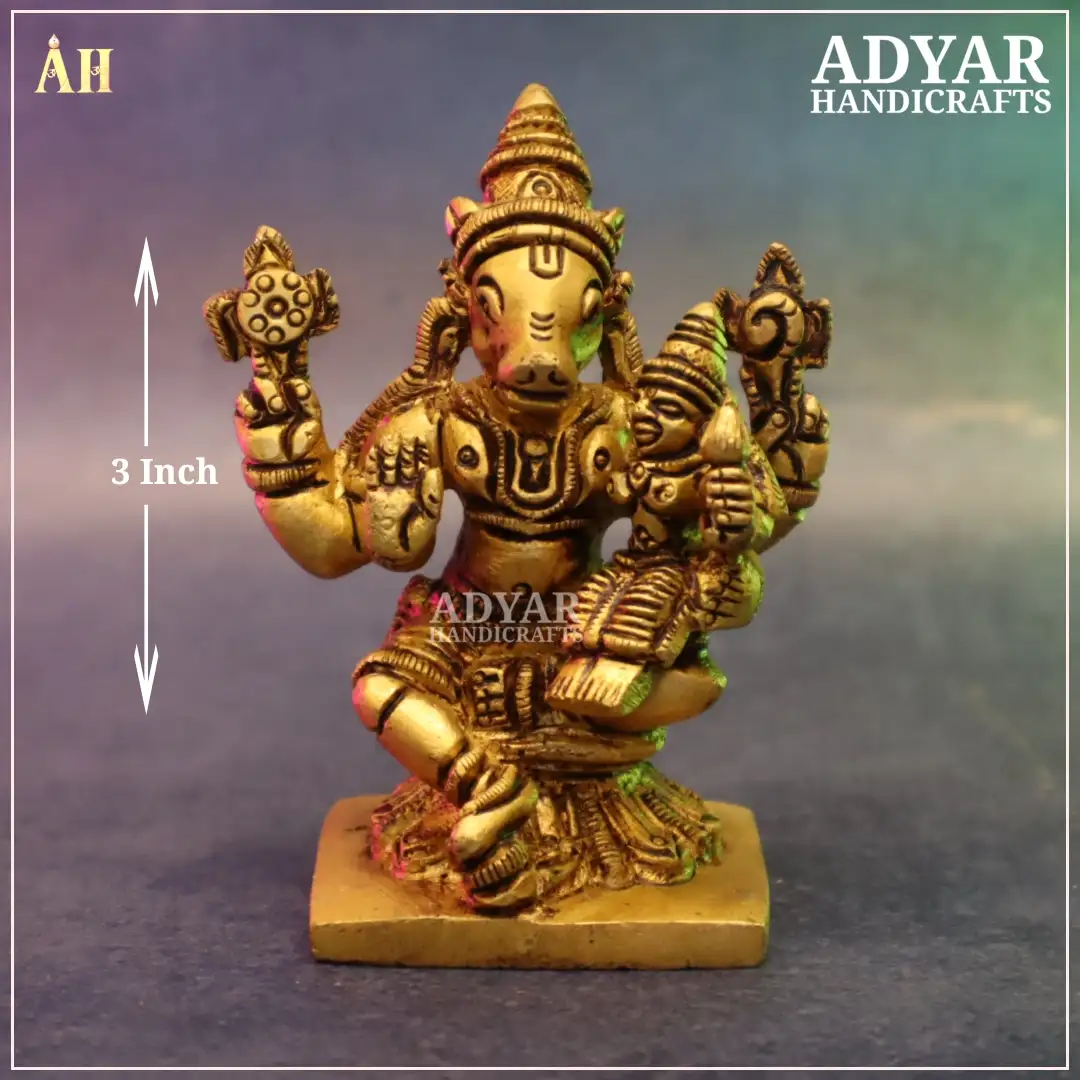 3 Inch Lord Lakshmi Hayagrivar Brass Statue - image 1
