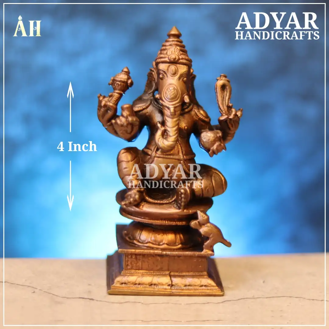 4 Inch Exquisite Vinayagar Copper Idol - image 1
